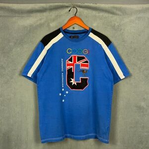 Vintgae Coogi t shirt Mens Size Medium Blue Y2K Short Sleeve Hip Hop